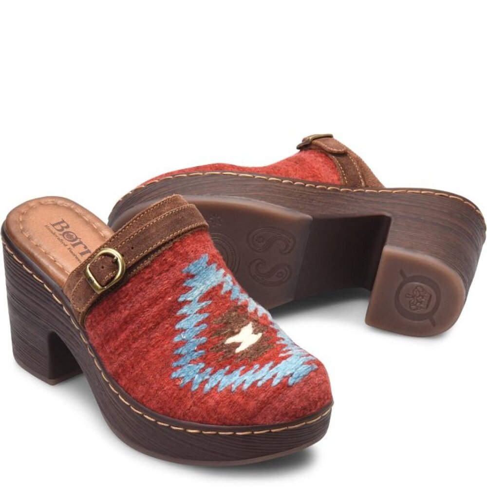Born Red and Blue Patterned Mules